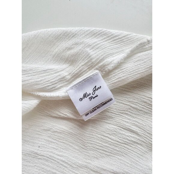 MISS JUNE White Sequin Embroidered Pink Tasseled Mini Caftan Cover Up, One Size - Picture 9 of 11